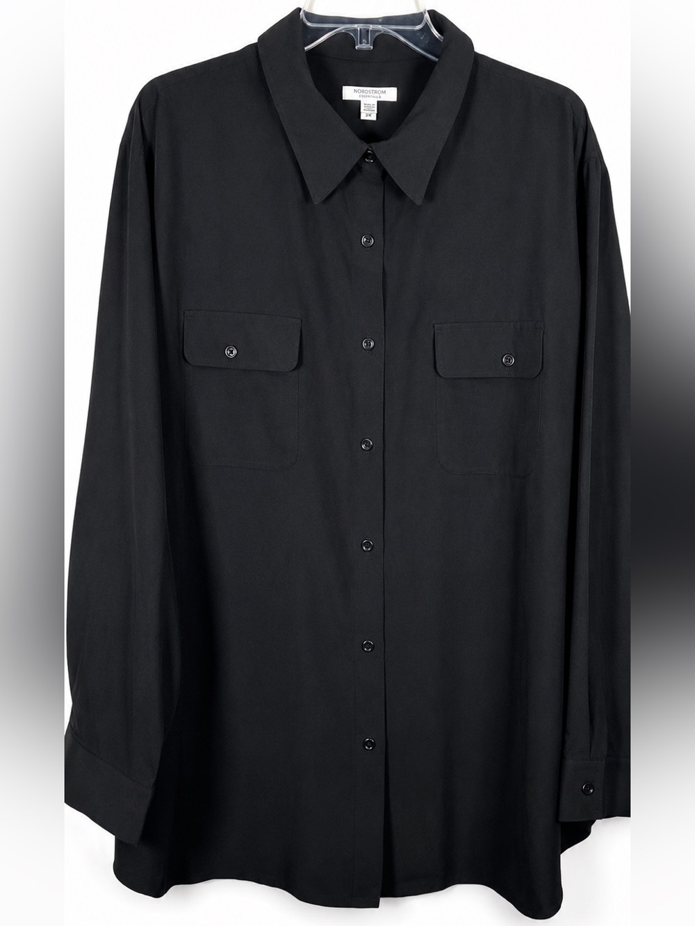 Emanuel Ungaro Black Silk Button Down Blouse Plus Womens 24 Classic Everyday